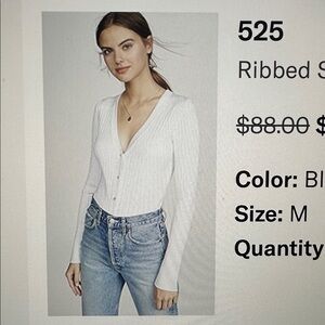 525 America Ribbed Summer Cardigan White Size Medium